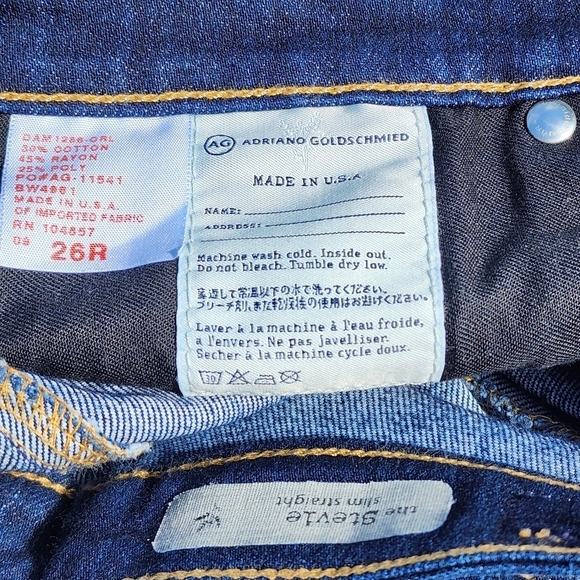 AG Adriano Goldschmeid Jeans The Stevie Slim Straight Dark Wash Size 26 - Picture 5 of 5
